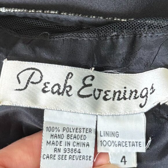 Vintage Peak Evenings Black and Silver Hand Beaded Long Maxi Dress Formal Gown - Picture 8 of 9